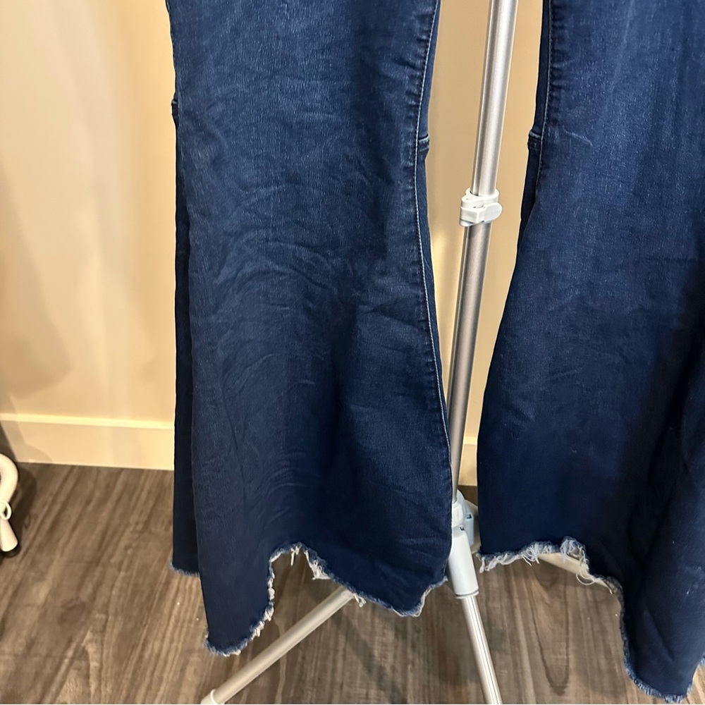 Dark Blue Flare Women's Jeans - Classic High-Waist - Picture 8 of 11